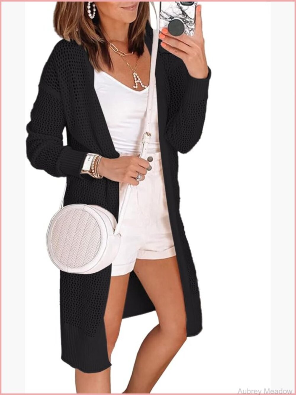 Open Front Knit Sheer Duster Cardigan Long Lightweight Kimono